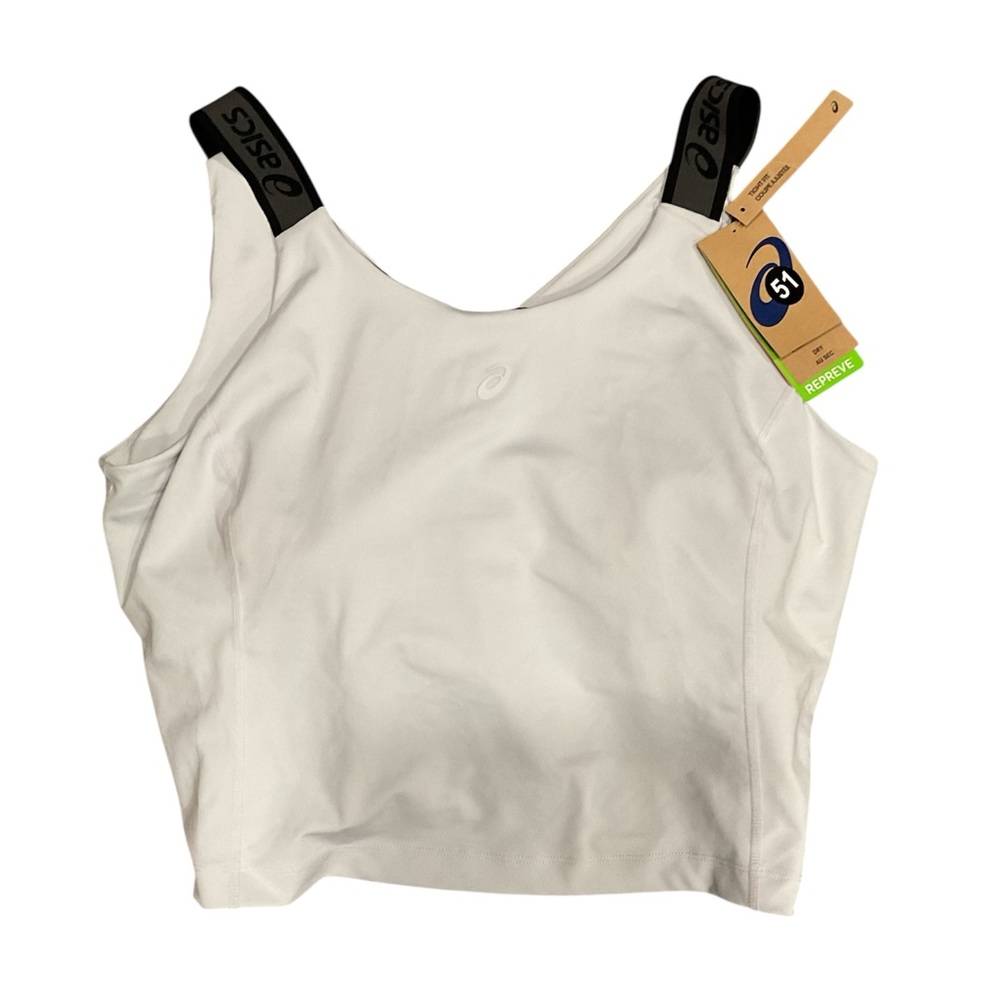 Asics W Fit Sana Cropped Tank White Athletic Gym Top XL 2032C742